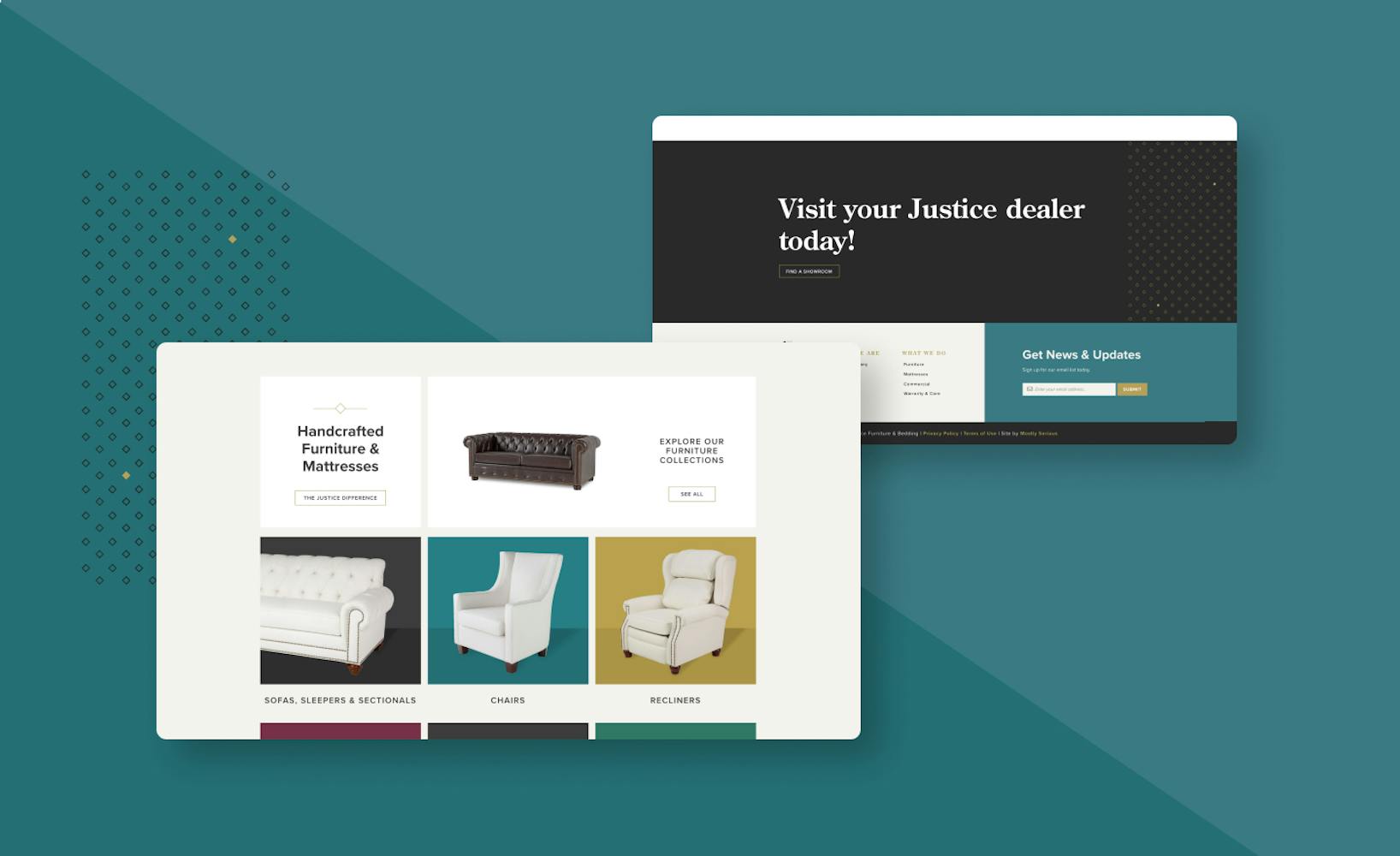 Justice website screens
