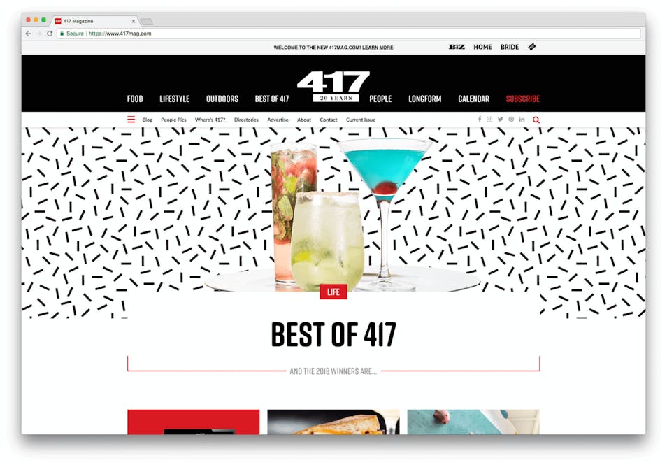 A screenshot of the finished 417 Magazine site
